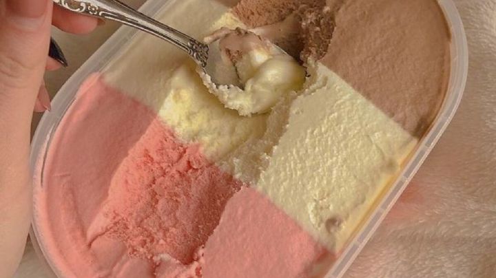 Helado tricolor, una receta sin leche, sin nata y sin azúcar