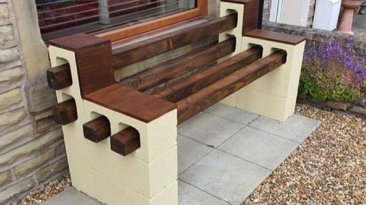 Decoración: aprende a hacer un banco de exterior con bloques de hormigón y madera